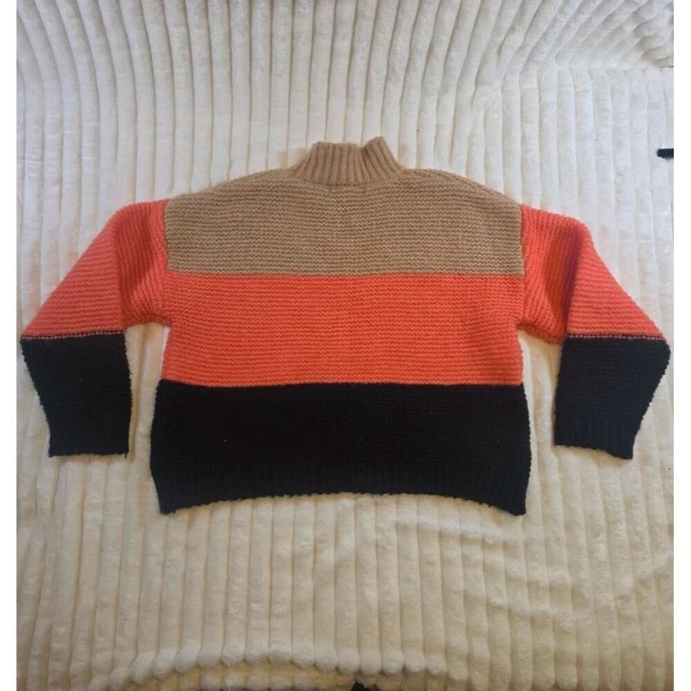 Forever 21 Colorblock Chunky Knit Mock Neck Sweater Size Medium